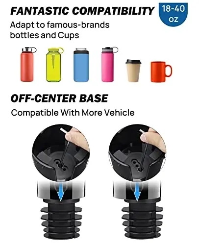 JOYTUTUS Cup Holder Phone Mount for Car, Cellphone Holder for Car, Large Car Cup Holder Adapter Long Arm with 360 Degree Rotation, Compatible with iPhone, Samsung,Black,2 Pack - 6