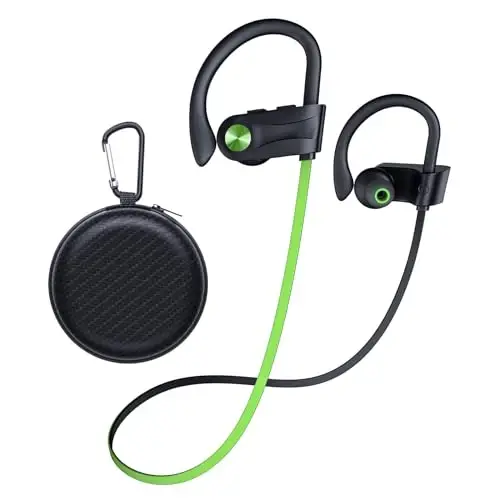 JOYWISE Bluetooth Headphones, Wireless Earbuds IPX7 Waterproof Bluetooth 5.3 Headphones with 16Hrs Playtime Stereo Bass Headsets with Mic Running Headphones with Earhooks for Sports Running Workout 