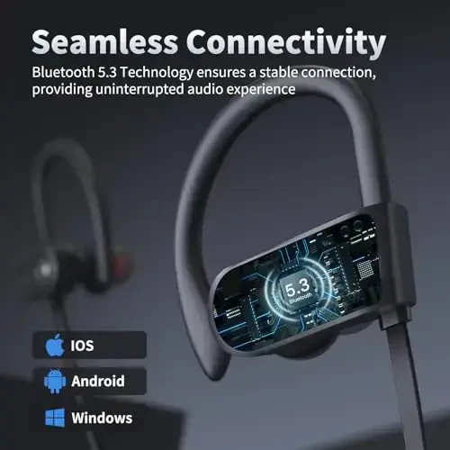 JOYWISE Bluetooth Headphones, Wireless Earbuds Bluetooth 5.3 Headphones with 16Hrs Playtime Stereo Bass Headsets, IPX7 Waterproof Running Earphones for Sports, Black - JOYWISE (1)