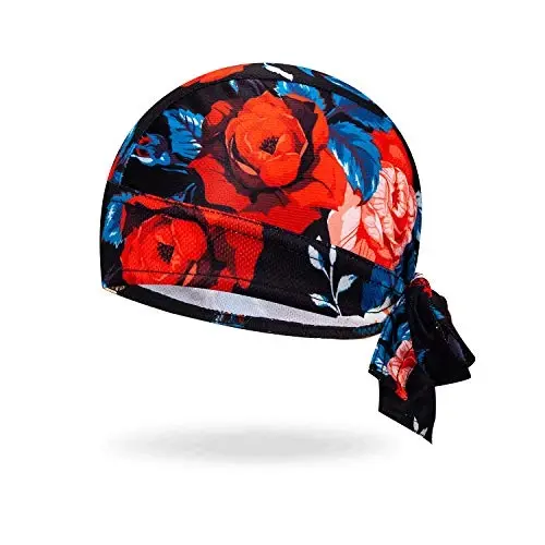 JPOJPO Women Men's Cycling Cap MTB Bike Bicycle Hat Sweat Wicking Rags Helmet Liner Skull Breathable Head Wrap Sport - REDORANGE