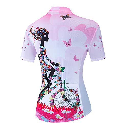 JPOJPO Women's Cycling Jersey Short Sleeve Bike Shirt Half Zipper Road Bicycle Biking Tops CF3 - 2