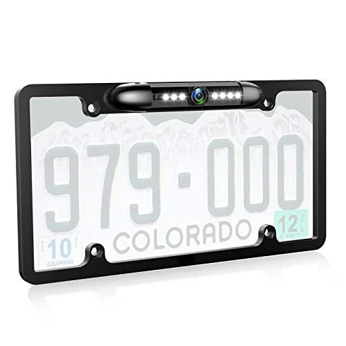 JPP Камера заднего вида с HD-разрешением для номерного знака, камера заднего вида с углом обзора 170°, универсальная камера ночного видения, водонепроницаемая, высокочувствительная, с 7 яркими светодиодами для заднего хода - JPP