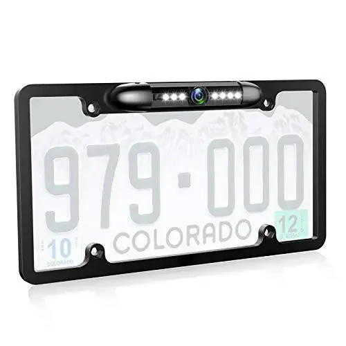 JPP Камера заднего вида с HD-разрешением для номерного знака, камера заднего вида с углом обзора 170°, универсальная камера ночного видения, водонепроницаемая, высокочувствительная, с 7 яркими светодиодами для заднего хода - 1