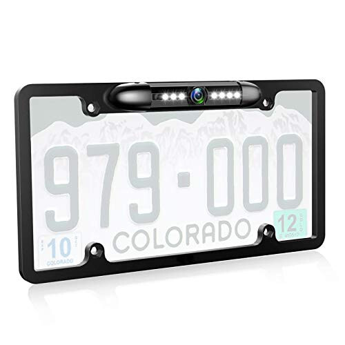 JPP License Plate Backup HD Camera, Rear View Camera 170° Viewing Angle Universal Night Vision Waterproof High Sensitive 7 Bright LED Reversing Car Camera - JPP