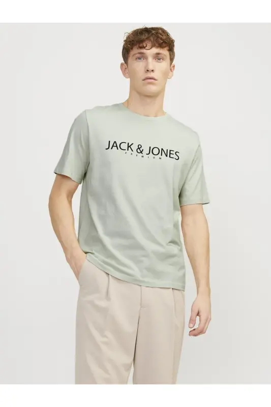 Jprblajack Ss Crew Neck Fst Ln Erkak T-shirt-Green Tint - 2