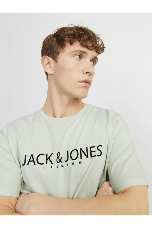 Jprblajack Ss Crew Neck Fst Ln Erkak T-shirt-Green Tint - 7