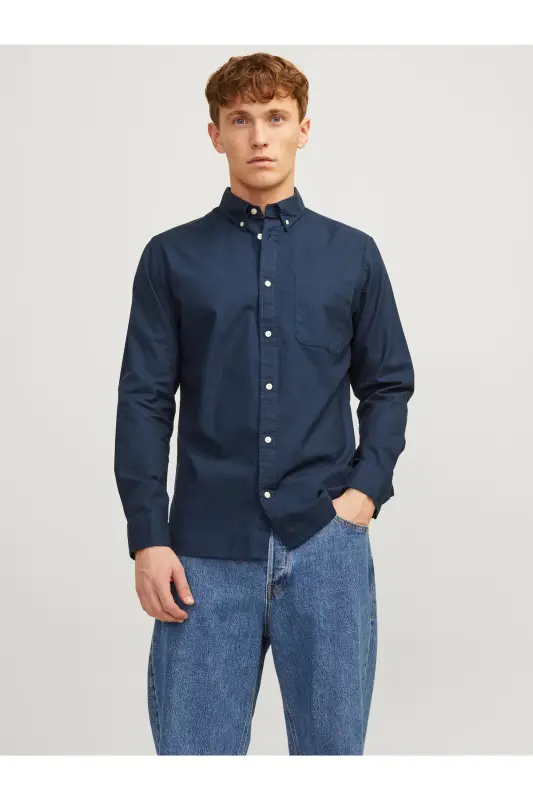 JPRBLUBROOK OXFORD SHIRT L/S NOOS - Navy Blazer - 1