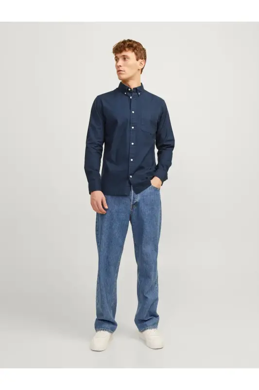 JPRBLUBROOK OXFORD SHIRT L/S NOOS - Navy Blazer - 2