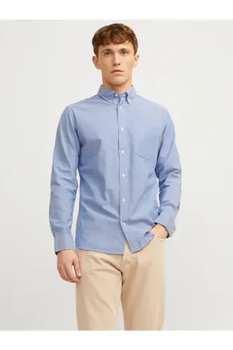 Jprbrook Oxford Shırt L/s Erkek Gömlek-CasModazoneere Blue - 1