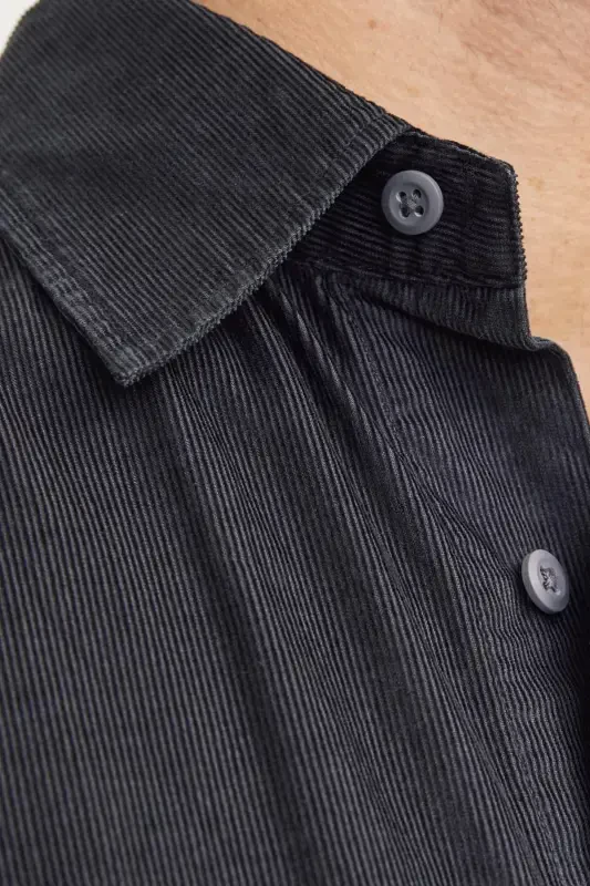 Jprccregent Corduroy Erkek Gömlek 12260725-Black Oyster - 6