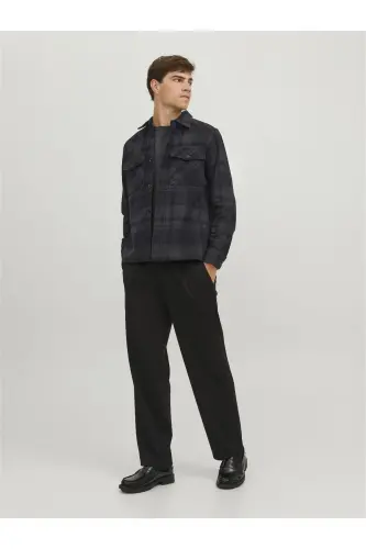 JPRROY CHECK OVERSHIRT L/S SN (ERKEK ODUNCU GÖMLEK) - Dark Grey Melange - 4