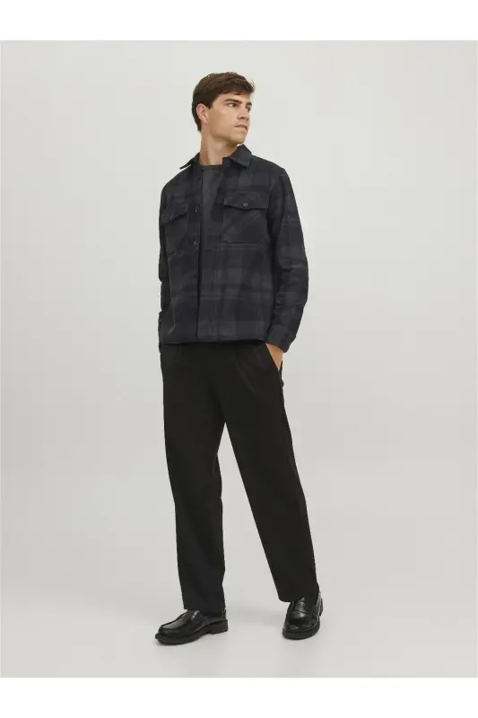 JPRROY CHECK OVERSHIRT L/S SN (ERKEK ODUNCU GÖMLEK) - Dark Grey Melange - 4