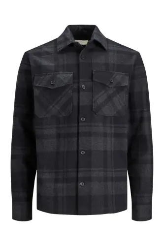 JPRROY CHECK OVERSHIRT L/S SN (ERKEK ODUNCU GÖMLEK) - Dark Grey Melange 