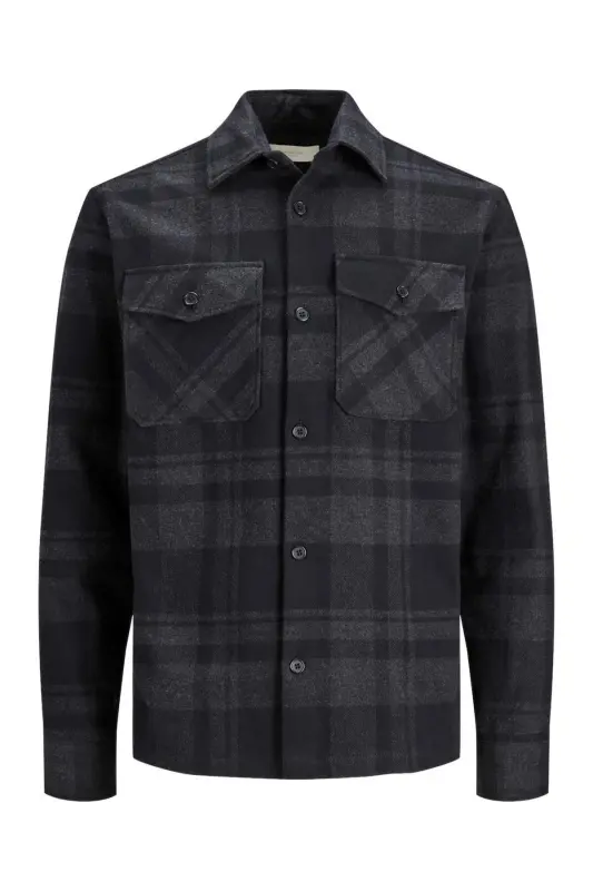 JPRROY CHECK OVERSHIRT L/S SN (ERKEK ODUNCU GÖMLEK) - Dark Grey Melange - 1