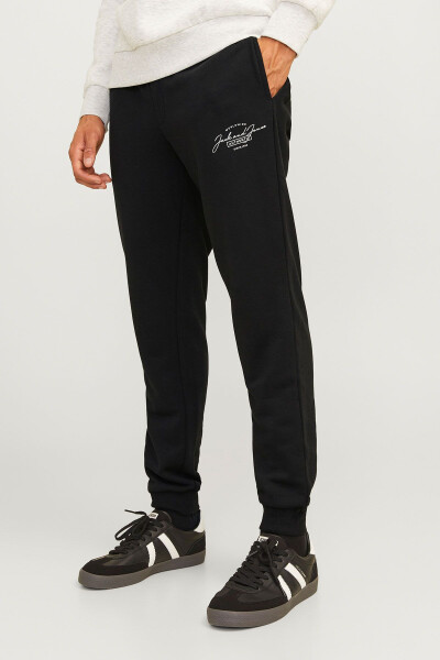 JPSTGORDON Unbrushed Black Men's Sweatpants - 1