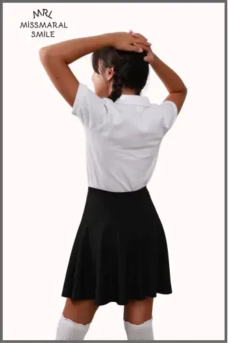 Jr Black Shorts Skirt - Voluminous Sports and Daily Use Tennis Short Skirt with Leggings 4101-BLACK - 6