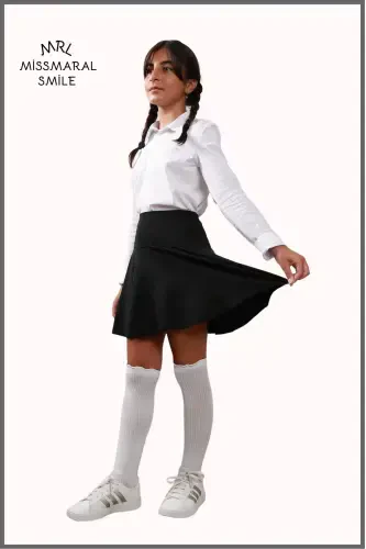 Jr Black Shorts Skirt - Voluminous Sports and Daily Use Tennis Short Skirt with Leggings 4101-BLACK - 7