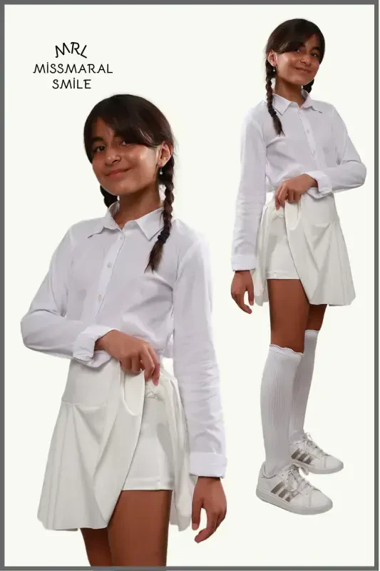 Jr Oq Short Yubka - Ichki Taytli Volanli Sport Va Kundalik Foydalanish Tennis Short Skirt 4101-BEYAZ - 3