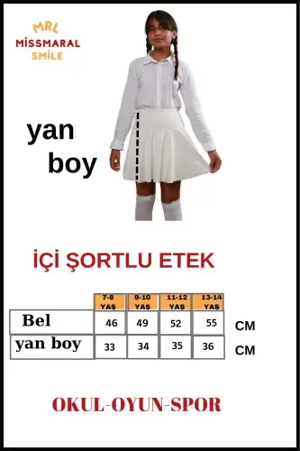 Jr Oq Short Yubka - Ichki Taytli Volanli Sport Va Kundalik Foydalanish Tennis Short Skirt 4101-BEYAZ - 4