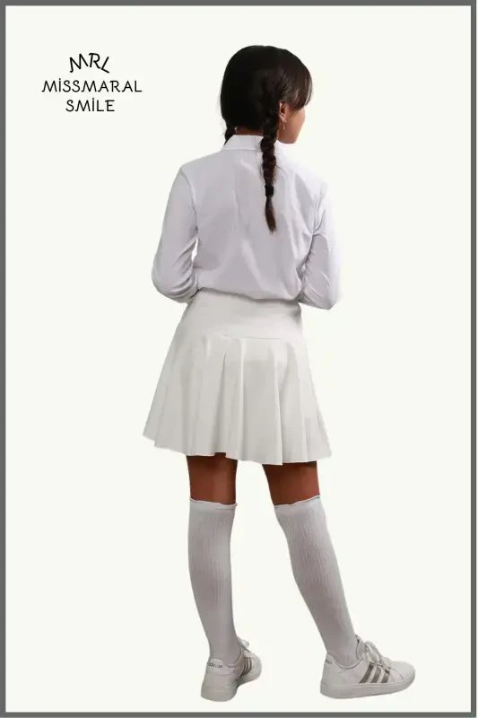 Jr Oq Short Yubka - Ichki Taytli Volanli Sport Va Kundalik Foydalanish Tennis Short Skirt 4101-BEYAZ - 5