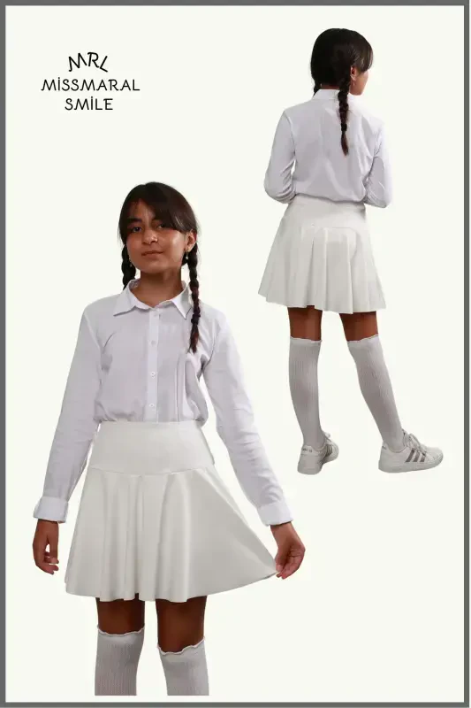 Jr Oq Short Yubka - Ichki Taytli Volanli Sport Va Kundalik Foydalanish Tennis Short Skirt 4101-BEYAZ - 8