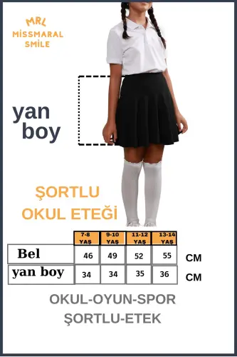 Jr Qora short yubka - ichi taytli volanli sport va kundalik foydalanish tennis short yubka 4101-SIYOH - 3