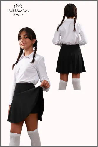 Jr Qora short yubka - ichi taytli volanli sport va kundalik foydalanish tennis short yubka 4101-SIYOH - 4