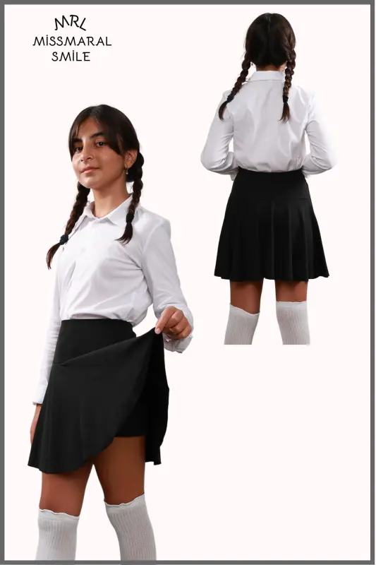 Jr Qora short yubka - ichi taytli volanli sport va kundalik foydalanish tennis short yubka 4101-SIYOH - 4