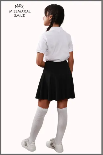 Jr Qora short yubka - ichi taytli volanli sport va kundalik foydalanish tennis short yubka 4101-SIYOH - 8