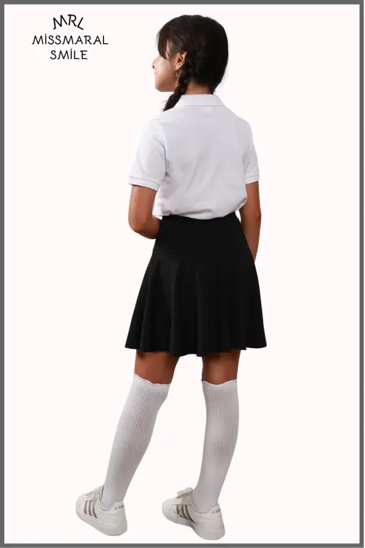 Jr Qora short yubka - ichi taytli volanli sport va kundalik foydalanish tennis short yubka 4101-SIYOH - 8