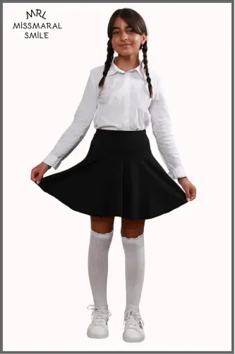 Jr Qora short yubka - ichi taytli volanli sport va kundalik foydalanish tennis short yubka 4101-SIYOH - 2