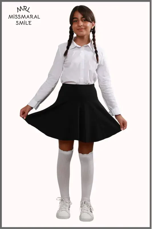 Jr Qora short yubka - ichi taytli volanli sport va kundalik foydalanish tennis short yubka 4101-SIYOH - 2