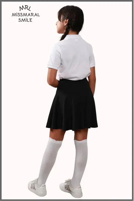 Jr Qora short yubka - ichi taytli volanli sport va kundalik foydalanish tennis short yubka 4101-SIYOH - 8