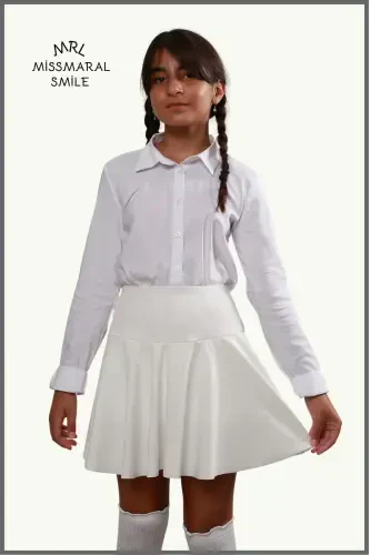 Jr White Shorts Skirt - Inside Tights Flounced Sports and Daily Use Tennis Short Skirt 4101-WHITE - 7