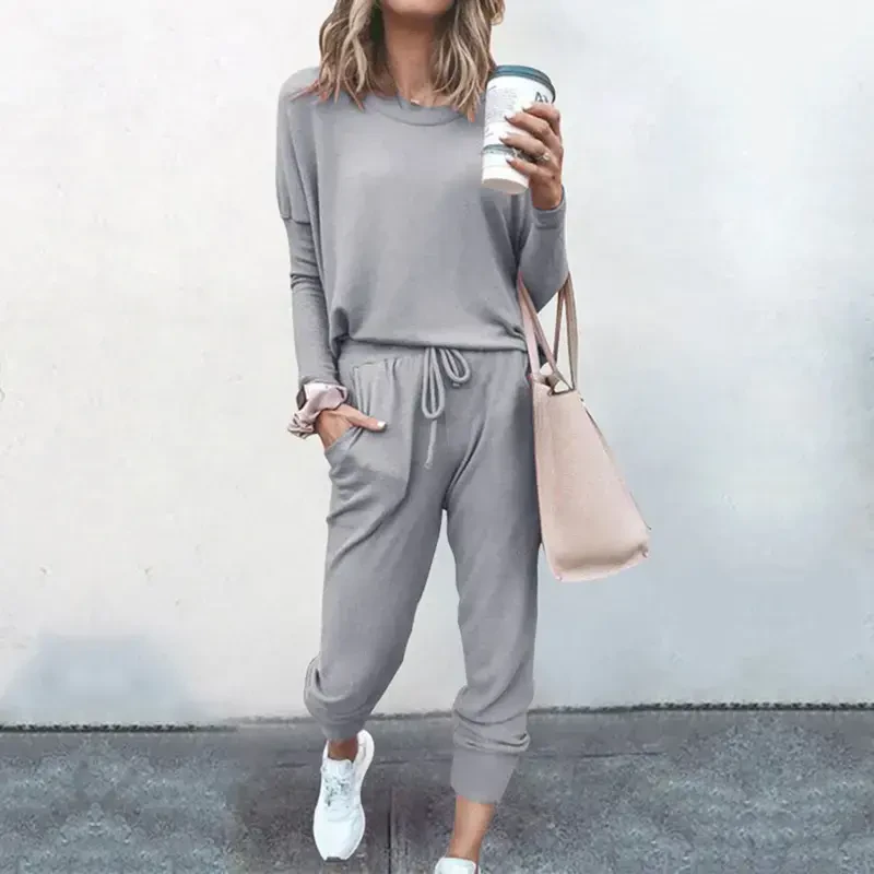 Jsaierl 2024 Lounge Sets for Women Fall 2 Piece Outfits Tracksuit Jogger Set Long Sleeve Tops and Long Pants with Pockets- - 3