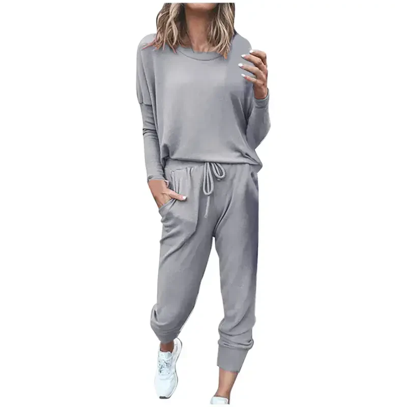 Jsaierl 2024 Lounge Sets for Women Fall 2 Piece Outfits Tracksuit Jogger Set Long Sleeve Tops and Long Pants with Pockets - 4
