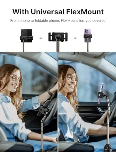 JSAUX Car Cup Holder Phone Mount for Foldable Phones & Mini Tablets | Sturdy Metal Long Arm, Flexible Height and Angle, Adjustable Base, Secure Phone Grip, Fits 2.17-4.33 in Car Cup Holders - JSAUX (1)