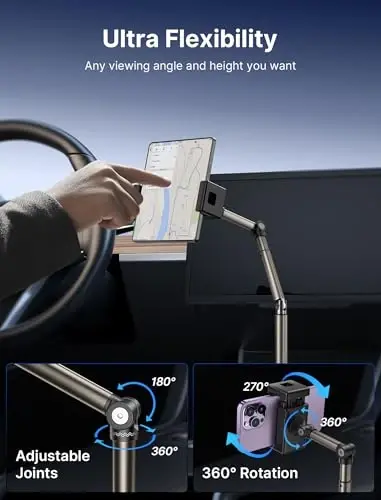 JSAUX Car Cup Holder Phone Mount for Foldable Phones & Mini Tablets | Sturdy Metal Long Arm, Flexible Height and Angle, Adjustable Base, Secure Phone Grip, Fits 2.17-4.33 in Car Cup Holders - 6