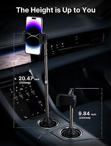 JSAUX Car Cup Holder Phone Mount, Metal Long-Arm Ultra Stable Phone Holder for Car Cupholders - Adjustable for iPhones, Samsung Galaxy, Google Pixel - JSAUX (1)