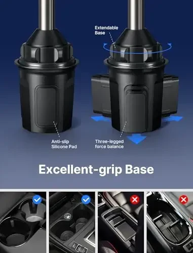 JSAUX Cup Holder Universal Mount for Foldable Phone, Car Truck Cradle Compatible With iPad Mini, Samsung Galaxy Z Fold 6/5/4, Pixel 9 Pro, Xiaomi Mix Fold 4/3/2 - 7