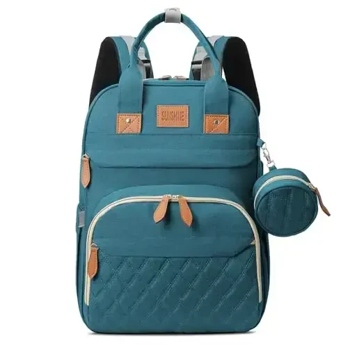 JSTPRO Diaper Bag Backpack, Large Diaper Bag with Changing Station, Baby Bag, New Mom Gifts, Lightweight Waterproof Unisex Diaper Bag with Insulated Pockets and USB Charging Port, Cyan - 1