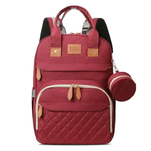 JSTPRO Diaper Bag Backpack, Large Diaper Bag with Changing Station, Baby Bag, New Mom Gifts, Lightweight Waterproof Unisex Diaper Bag with Insulated Pockets and USB Charging Port, Red 