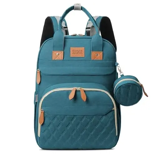 JSTPRO Diaper Bag Backpack, Large Diaper Bag with Changing Station, Baby Bag, New Mom Gifts, Lightweight Waterproof Unisex Diaper Bag with Insulated Pockets and USB Charging Port, Cyan - JSTPRO