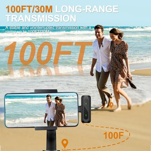 Jubolion simsiz lavalier mikrofoni iPhone, iPad, Android uchun - 100FT uzatish, 360° omnidirectional HD yuqori sezgirlikdagi mikrofon intervyu, video podkast, vlog, YouTube, TikTok uchun - 10