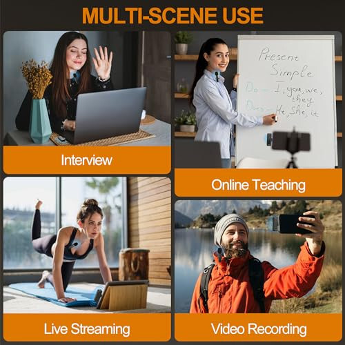 Jubolion simsiz lavalier mikrofoni iPhone, iPad, Android uchun - 100FT uzatish, 360° omnidirectional HD yuqori sezgirlikdagi mikrofon intervyu, video podkast, vlog, YouTube, TikTok uchun - 12