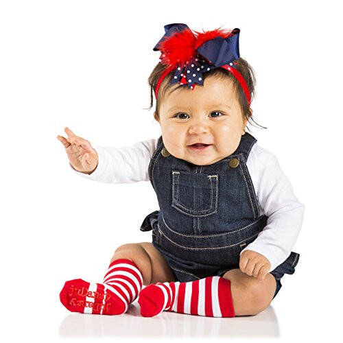 juDanzy Knee High Tall Socks with Grips for Babies, Toddlers, and Children (2 Pair) - 14