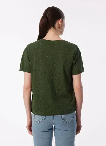 Judge Bicycle Collar Plain Khaki Women's T-Shirt 24YKTS9025X - 5