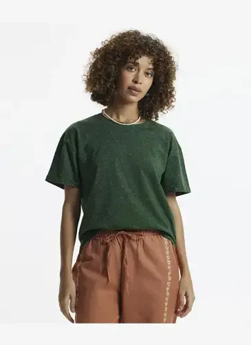 Judge Bicycle Collar Plain Khaki Women's T-Shirt 24YKTS9025X - 1