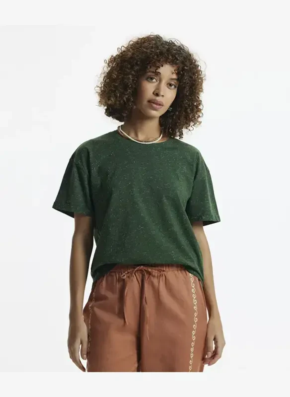 Judge Bicycle Collar Plain Khaki Women's T-Shirt 24YKTS9025X - 1