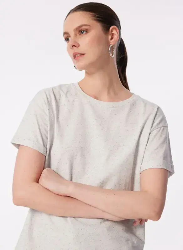 Judge Bicycle Collar Plain Off White Women's T-Shirt 24YKTS9025X - 1